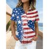 Womens Loose Fit Short Sleeve Printed Shirt Casual Vacation Style Collared Open Front Top