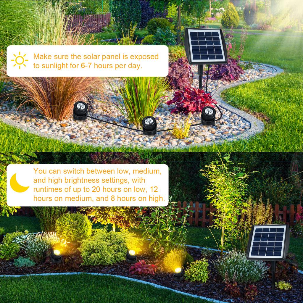 Three Heads Solar Pond Light Underwater Spotlights Waterproof Outdoor Decorative Lamp Submarine