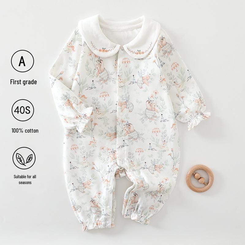 

2025 Pure Cotton Newborn Long-Sleeved Romper - Spring/Autumn Style 73cm
