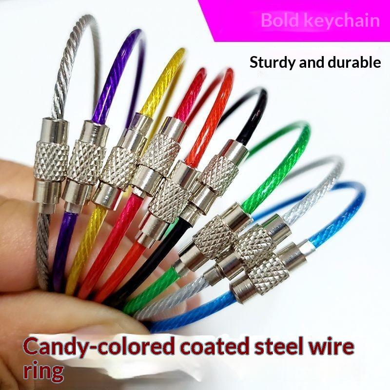 10Pcs/Lot Colorful Iron Wire Keychain Cable Loop Screw Lock Rope Key Holder Keyring Key Chain Rings For Jewelry Making Supplies