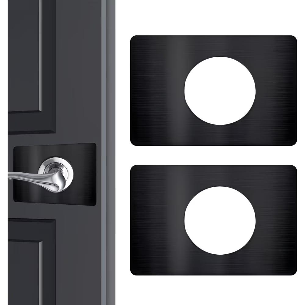 

2PCS Door Lock Repair Plate Stainless Steel Circular Lock Fixing Plate Hinge Door Handle Installation Reinforcer Accessories 2PCS чёрный