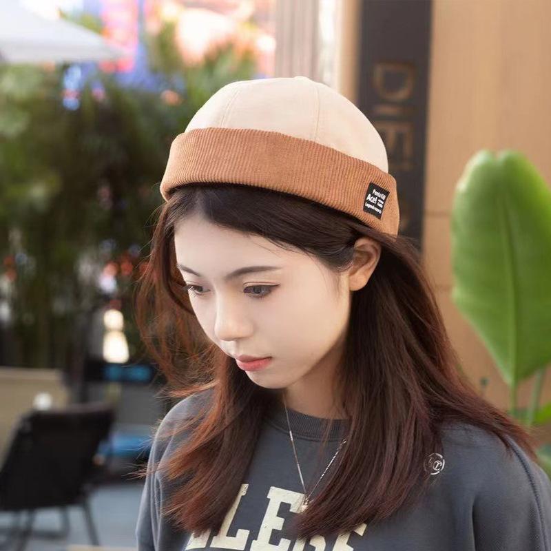 Landlord Hat Female Autumn Warm Melon Fur Hat Street Boy Ruffian Handsome Pullover Hat Fashionable Versatile Student Adjustable хаки
