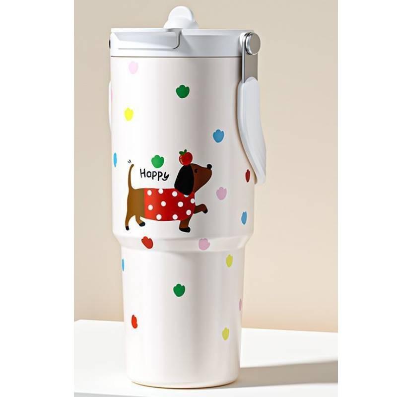 Cartoon Bunny Insulated Travel Mug With Handle And Stainless Steel For Kids And Adults