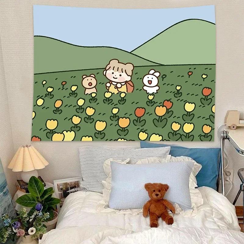 Cartoon Cute Animation Wall Decoration Tapestry Home Living Room Tapestry