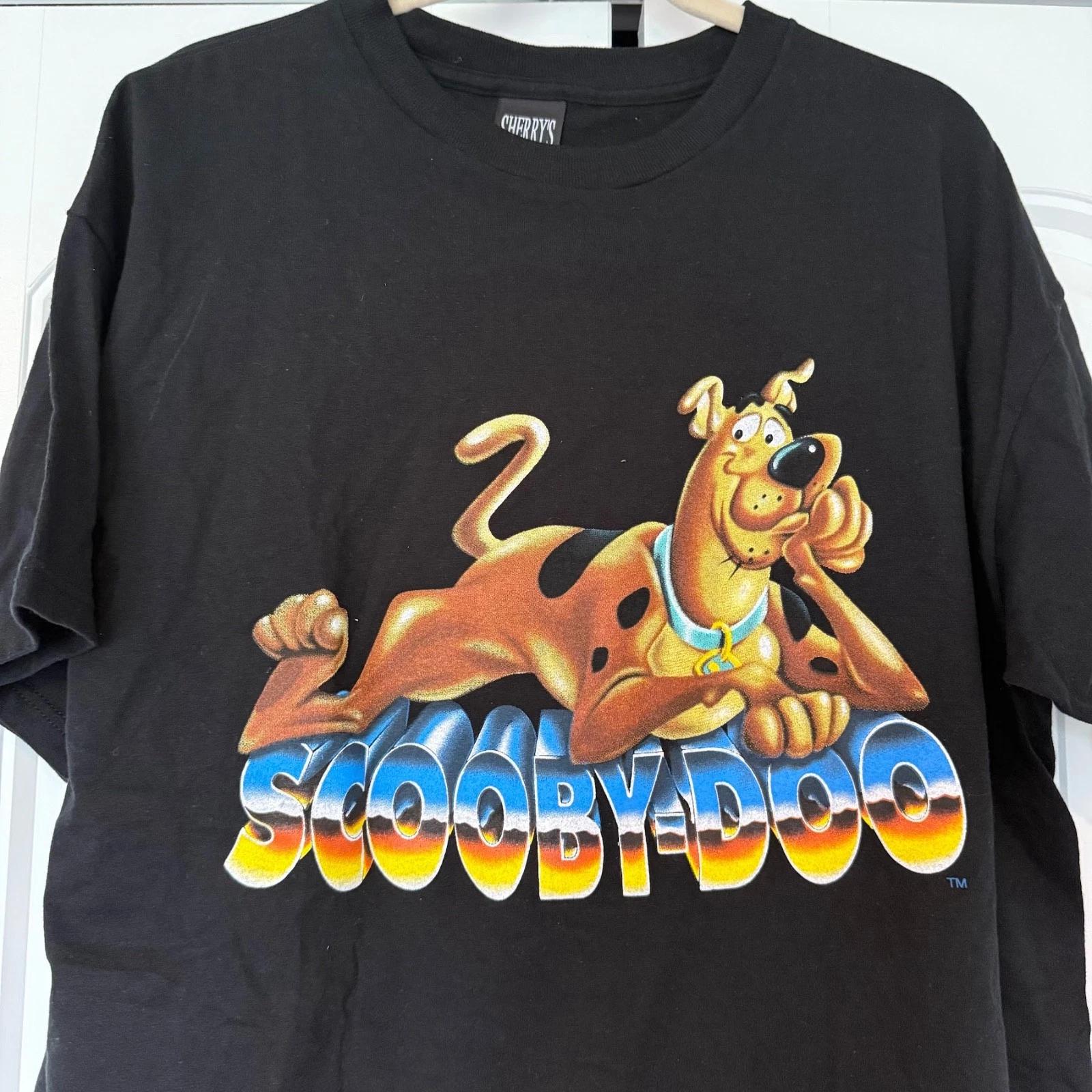 New VTG 1990s Black 3-D Lettering Scooby Doo T-Shirt 90s Y2K Rare NOS XL 3XL