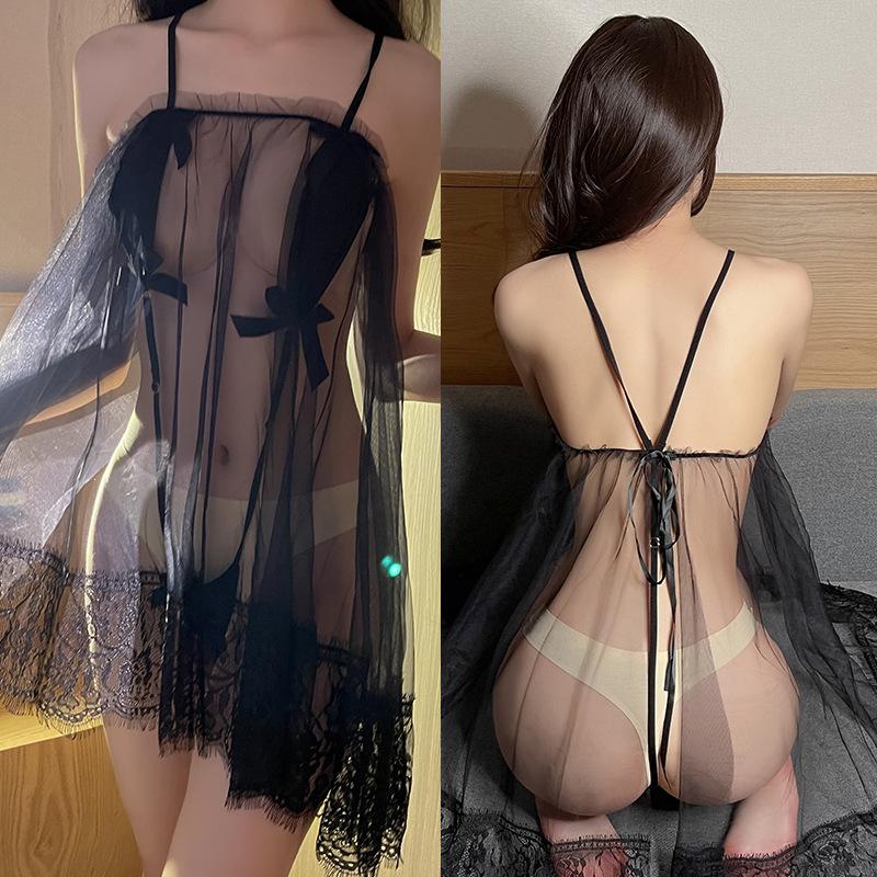 Sexy pajamas plus size sexy loose nightgown passion perspective cat temptation swimsuit three-point lace suspender skirt