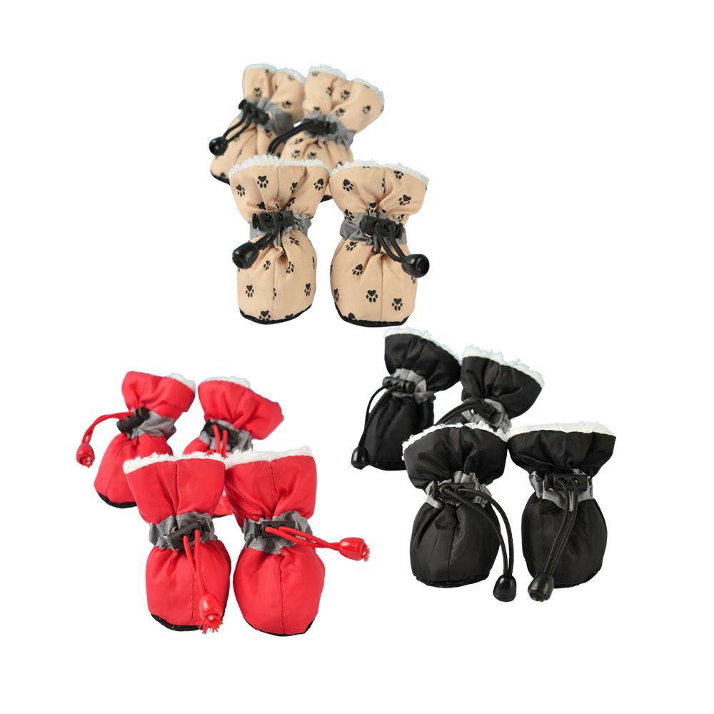 4pcs/set Pet Dog Shoes Winter Warm Strip Puppy Shoes for Small Medium Dogs Anti-slip Puppy  Footwear Cat Dog Walking Sneakers