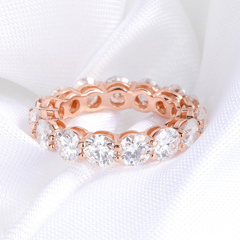 Smyoue 3/3.5/5mm Rose Gold Color All Moissanite Rings for Women Sparkling Wedding Ring 925 Silver Classic Jewelry Bands