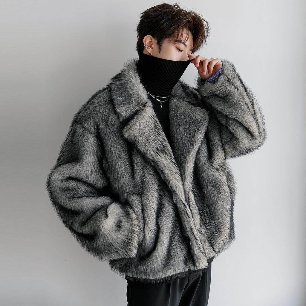 Men's Faux Fur Coat - New Winter Collection Trendy Stylish Thickened Overcoat for Warmth