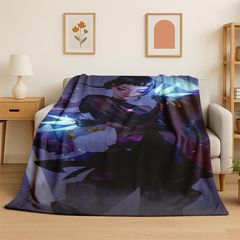 Kpop Demon Hunter Rumi Mira Zoey Cartoon Group Flannel Blanket Soft Warm Throw Blanket for Bedroom Living Room Bed Travel Gift