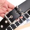Fashion Retro Rivet Belt Black PU Leather Studded Belt Adjustable Goth Style Punk Belt for Men and Women