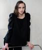 LETTRE DE LE TOILE Talia Gathered-Shoulder Blouse (Black)