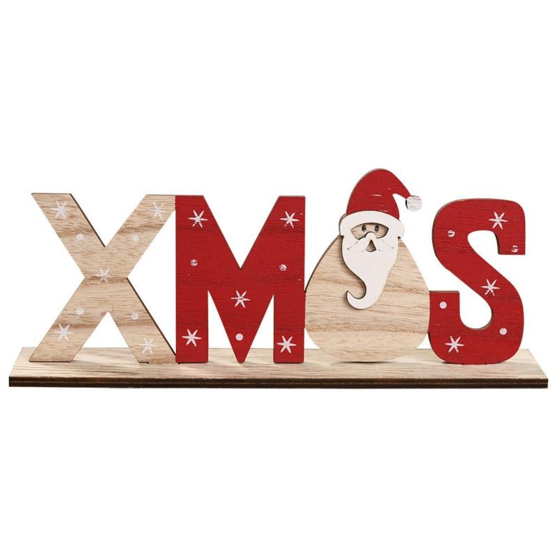 Abnehmbare Weihnachtsdekorationen für Zuhause Holzbuchstabe Weihnachtsmann Ornamente