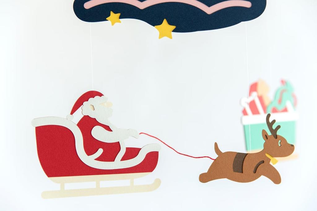 Mobile "Santa Claus Goes On His Journey -Holy Night-" A Dreamy Time Leading Up To Christmas. Adult Interior Decor. W32cm X H40cm. A Mobile Brand Born