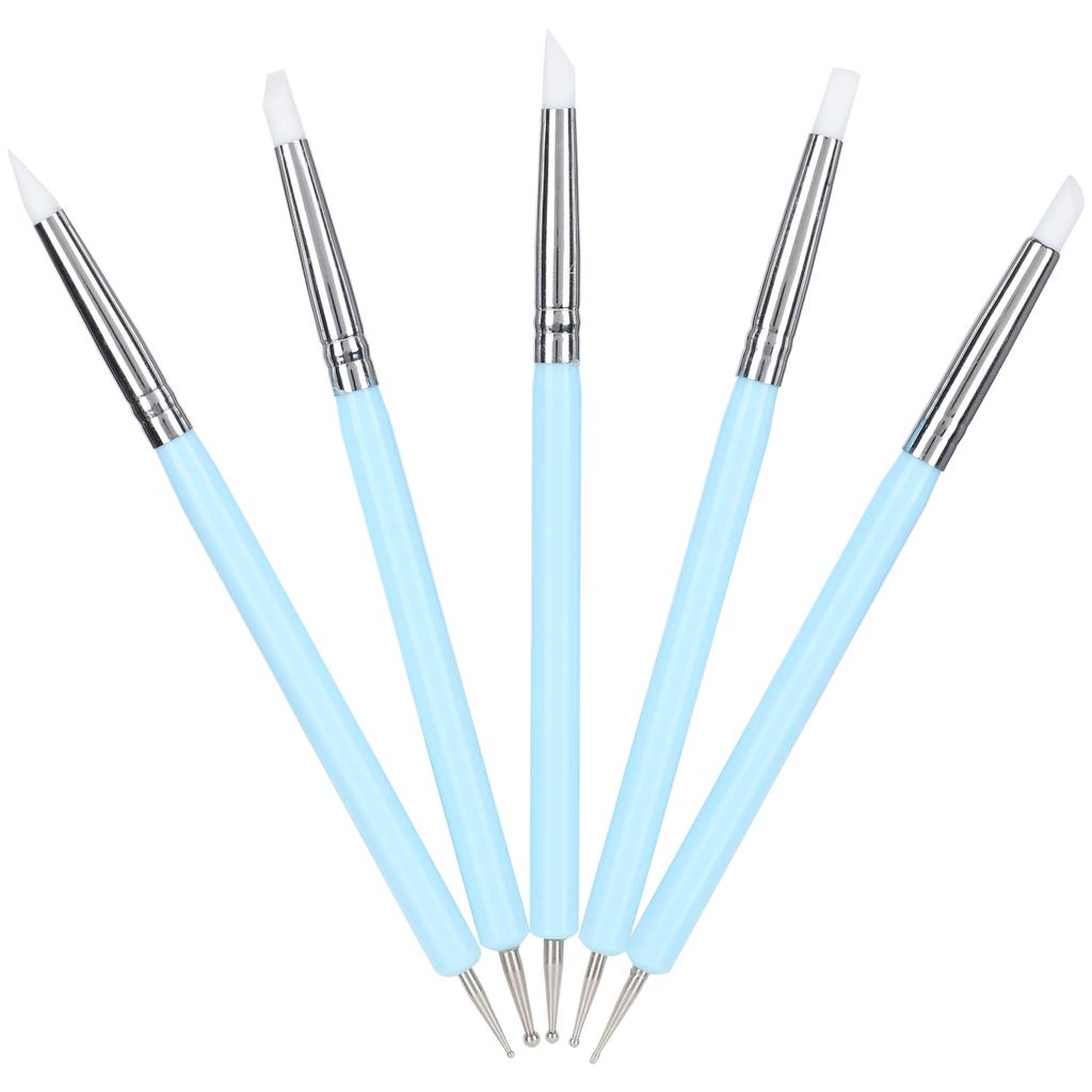 5pcs Silicone Clay Sculpture Pen Ball Styluses Nail Art Dotting Tool Pottery Brushes Pen