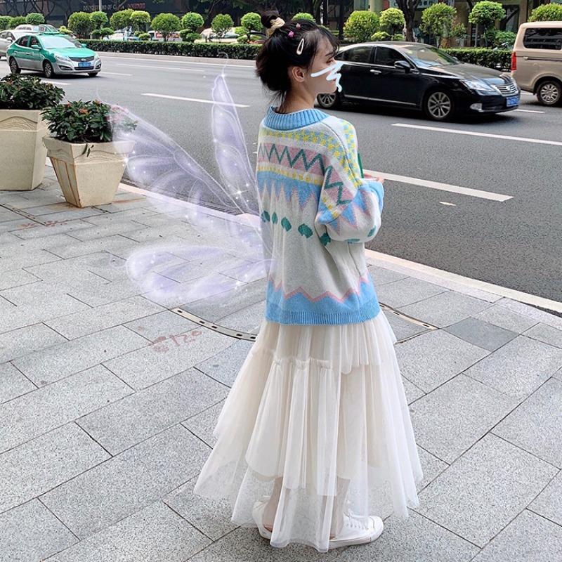 V-neck color lazy style Korean thick loose cardigan, autumn and winter new ladies gentle and cute sweater jacket 6010