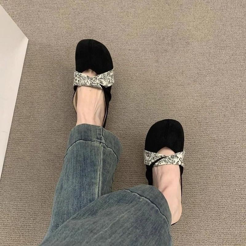 Elegante Ballerinas Schuhe Weicher Feenstil Samt Mary Janes Französisch Vintage Freizeit Gummisohle Erwachsenenschuhe vom Festland