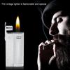 Vintage Oblate Fashionable Lightweight Portable Metal Lighter Daily Use(Silver)