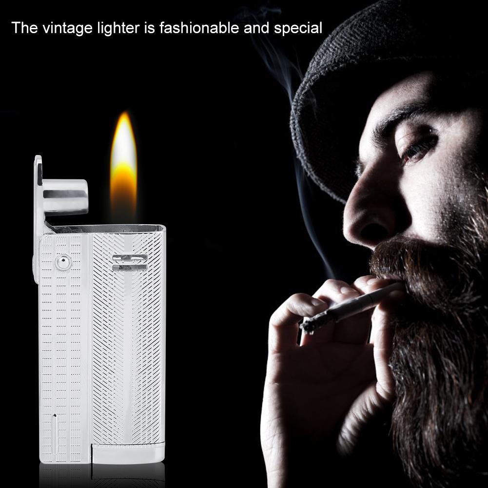 Vintage Oblate Fashionable Lightweight Portable Metal Lighter Daily Use(Silver)