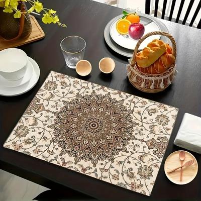Set di 4 Runner da Tavola con Motivo Vintage Impermeabili per Casa, Sala da Pranzo, Caffetteria e B&B, Accessori Decorativi per Tavola
