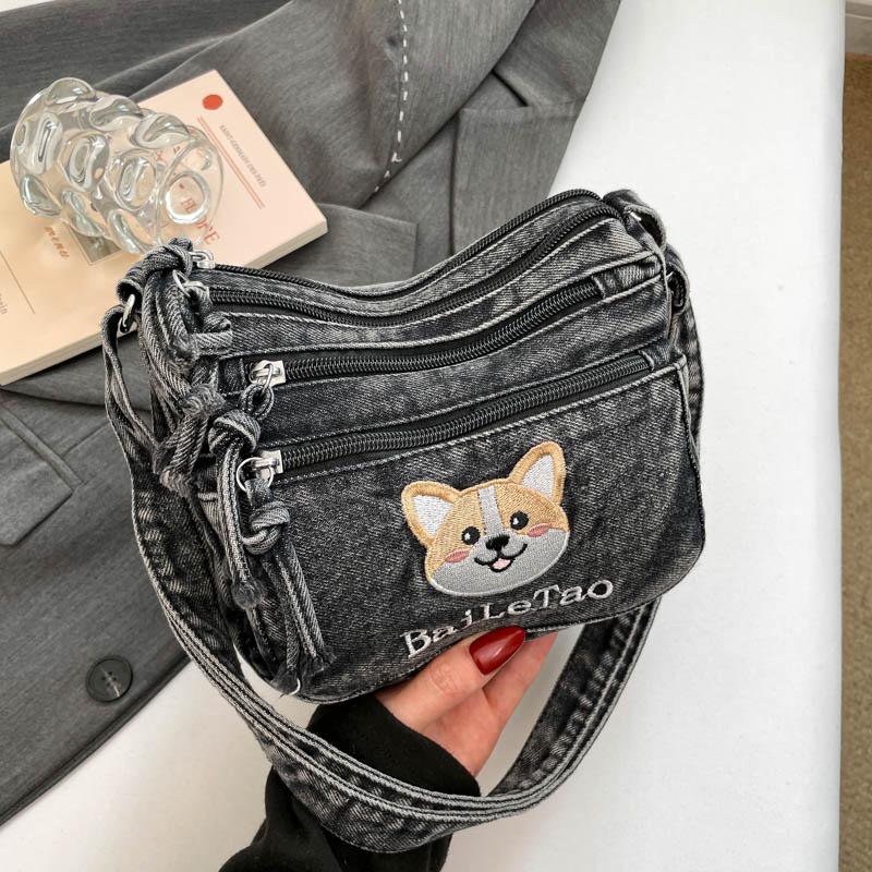 Vintage Denim Bag Women's Crossbody Bag Large Capacity Multi-Pocket Lightweight Shoulder Bag