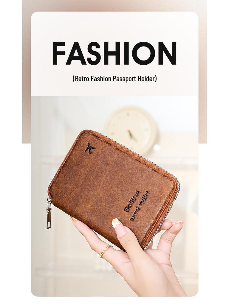 RFID Passport and Ticket Holder with Zipper - Unisex Travel Document Organizer