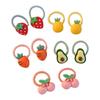 Pack of 10 Cartoon Hair Ties with Fruit/Flower Theme Designs for Little Girl and Children Sprinig Hair Styling Hairband