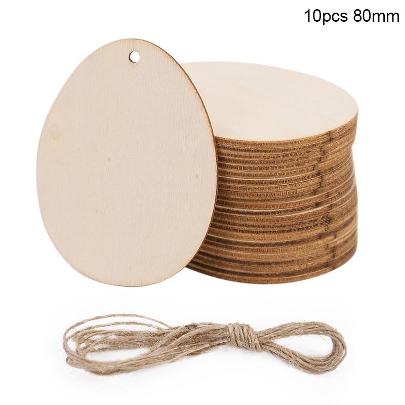 30-80mm Wooden Easter Eggs Kids DIY Painting Crafts Blank Bunny Eggs Wood Chips Happy Easter Party Home Decoration Ornament Gift