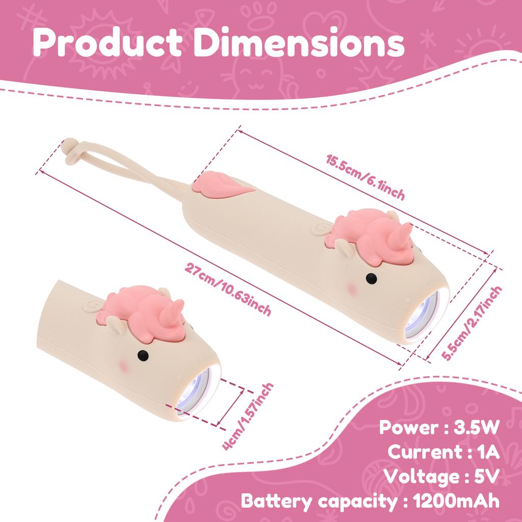 1Pc LED Flashlight USB Rechargeable Silicone Dimmable Flashlight Animal Hanging Night Light Bedtime Story Torch for Outdoor Home