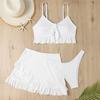 Multi-color Korean New Solid-color Girl Swimsuit Pure Desire Wind Bath Hot Spring Three-piece Skirt Split Bikini