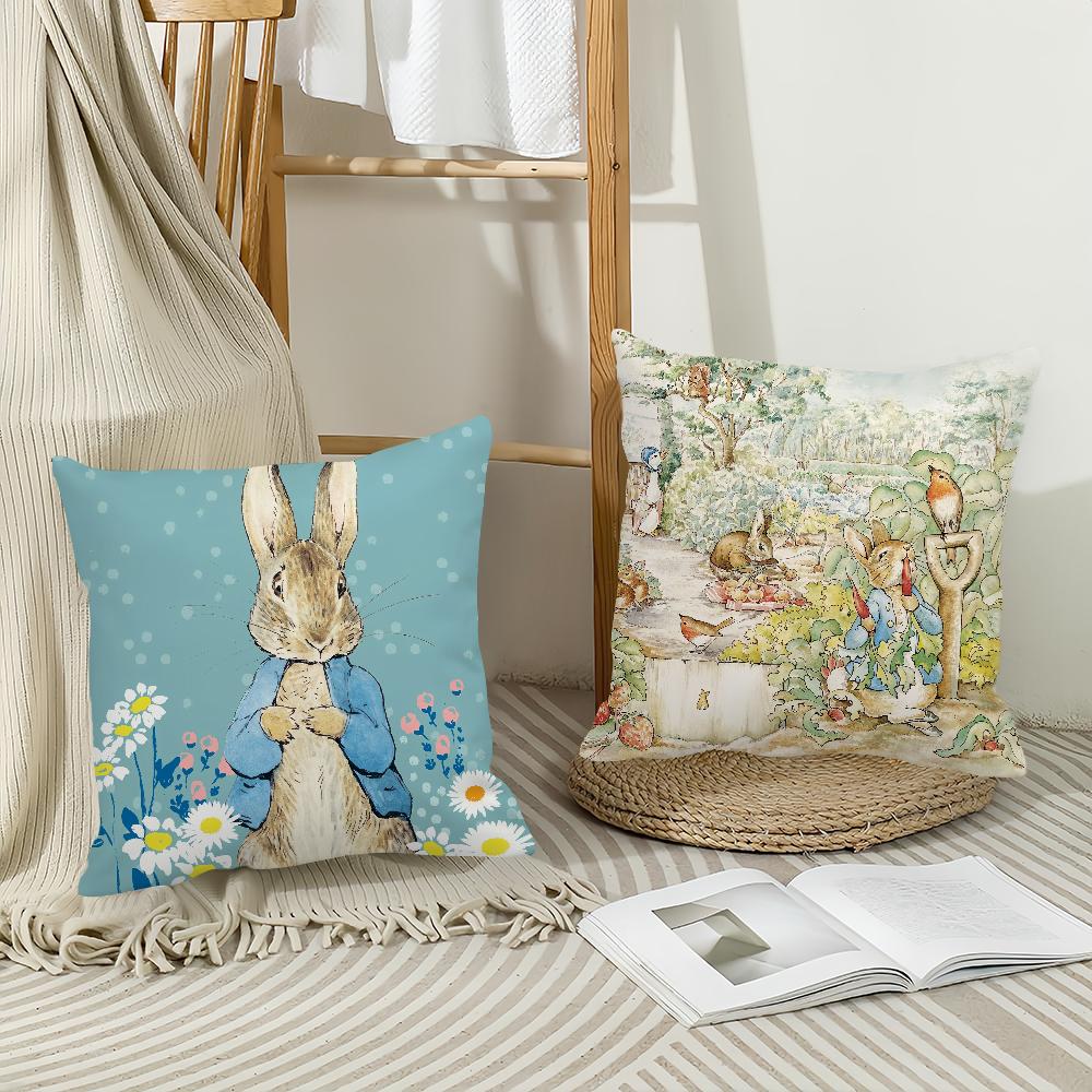 Cartoon Cute P-Peter R-Rabbit Pillow Case Home Decoration Cushion Cover Suitable For Bedroom Car Office Sofa