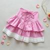 Stil European Și American Papion Top cu Mânecă Lungă Slim-Fit Fustă Scurtă cu Talie Înaltă Fustă Stratificată Tip Tort Tie-Dye Pentru Femei