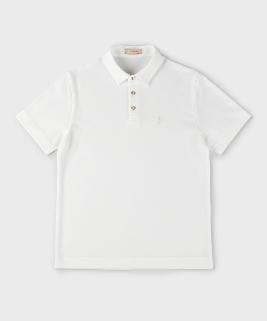 PANICALE Ivory Logo Short Sleeve Polo Knit