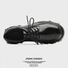 Men's High-End Matte Black Punk Derby Leather Shoes with Thick Soles and Round Toes