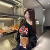 Spice girl slanted off-shoulder sweater women's autumn new design lazy style long-sleeved top