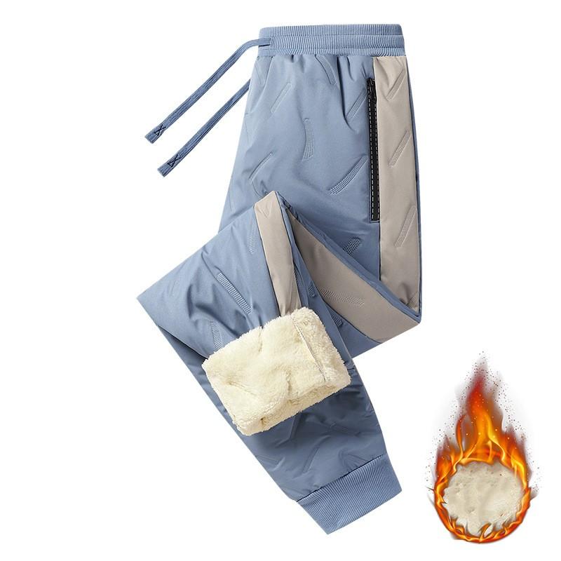 Men's Winter Fleece-Lined Lambswool Pants: Loose-Fit, Casual, Windproof, Cuffed, Warm Long Pants