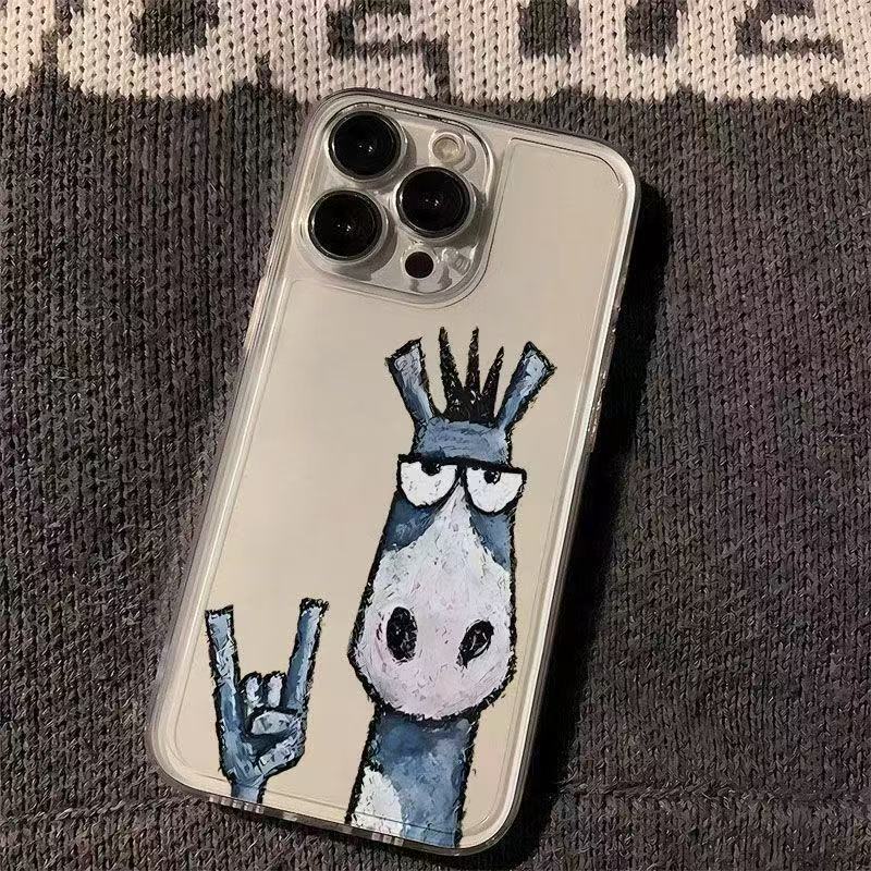 Cartoon Horse Donkey Phone Case For iPhone 17 Pro Max 16 Pro 15 Plus 14 13 Mini 12 11 16E Plus 17Air Fashion Soft Case