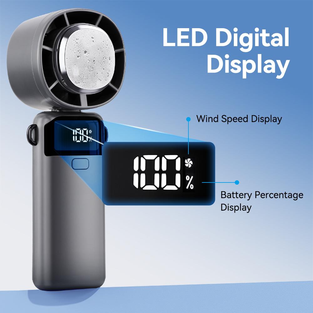 Portable ice compress fan 5-Speed Turbo Cooling 3 in 1 Handheld/Neck/Desk Fan USB Rechargeable Phone Holder & Makeup Fan 45dB