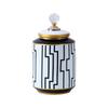 Modern Home Storage Tank with Cover Storage Container Desktop Storage Black and White Geometry Ceramic Jar Food Container