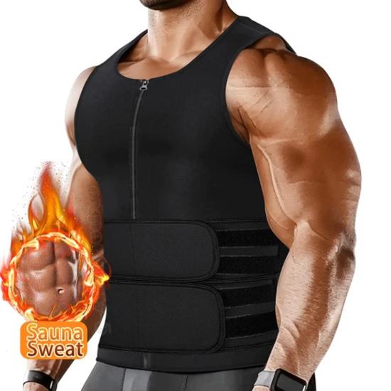 Мужской костюм для сауны, Потоотделяющий жилет, Пояс-тренер, Формирователь тела, Майка, Компрессионная рубашка 4XL