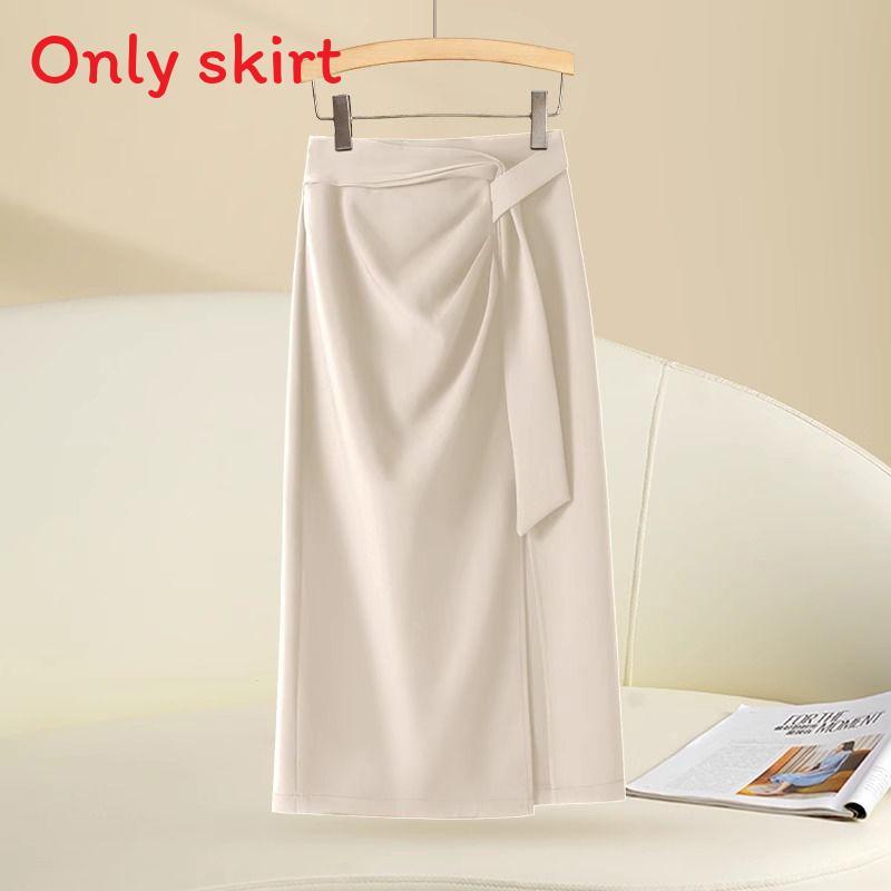 High Waist Slimming Asymmetrical Skirt With Slit For Office And Casual Wear