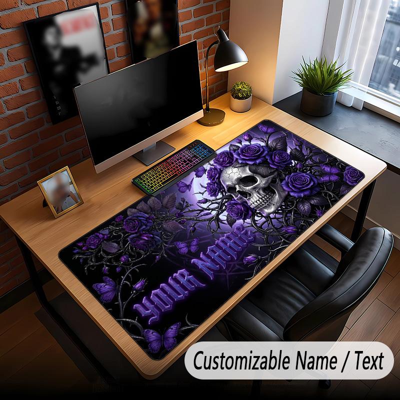 Skull Gothic Theme Custom Mouse Pad Personalized With Name Text Customized Desk Mat For Office Home Decor