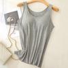 #Regata de fibra de bambu feminina sem sutiã com bojos integrados, roupa íntima básica plus size, blusa gola halter plus size