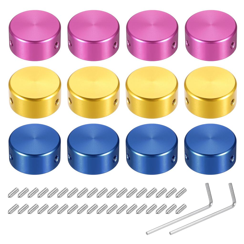 Uxcell 12pcs Foot Switch Guitar Pedal Button Metal Foot Switch Top Multicolor for Guitar Effect Pedal and Blue Toppers, Caps, Covers, 3/8" Buttons,