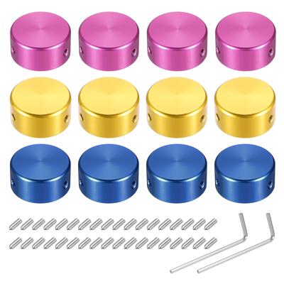Uxcell 12pcs Bouton de Pédale de Guitare à Pédale de Pied en Métal Dessus Multicolore pour Pédale d'Effet de Guitare et Boutons, Capuchons, Couvercles Bleus, Boutons 3/8",
