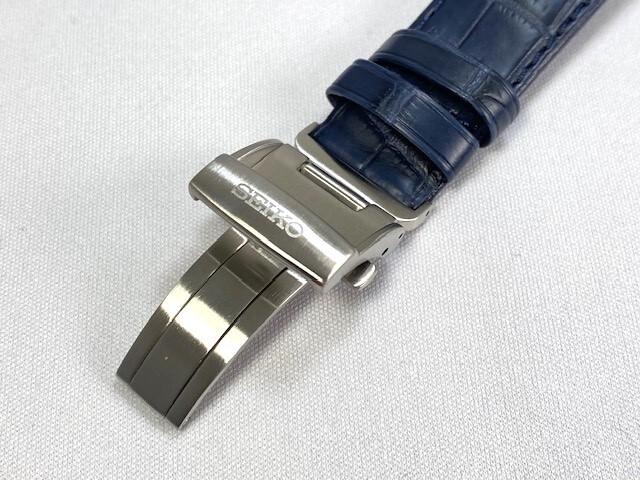 L0H7012J9 SEIKO Presage 20mm Leather Strap with for and others Buckle, Crocodile, Navy, SARX053/ 6R15-03V0