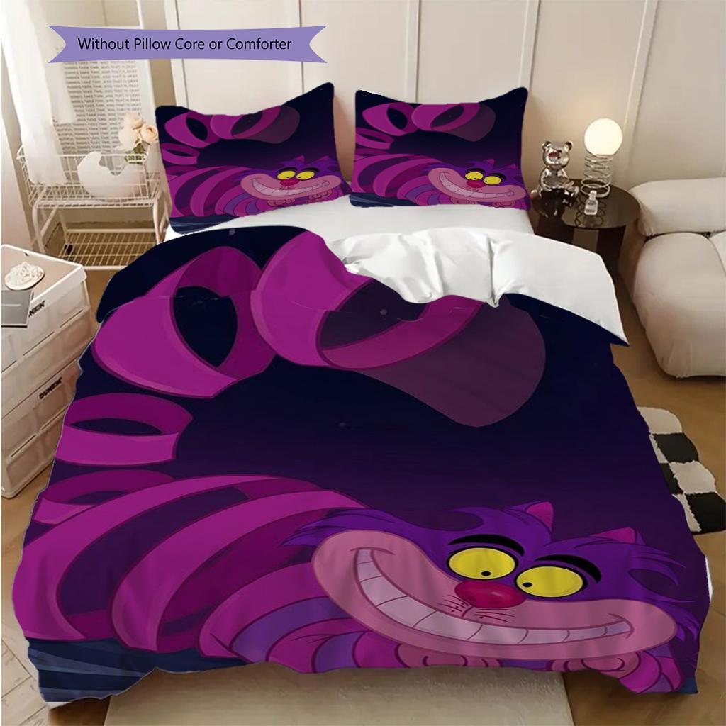 Cheshire Cat Night Bedding 1 Duvet Cover 2 Pillowcase Without Core Soft And Comfortable Bedding Set Christmas Birthday Gift