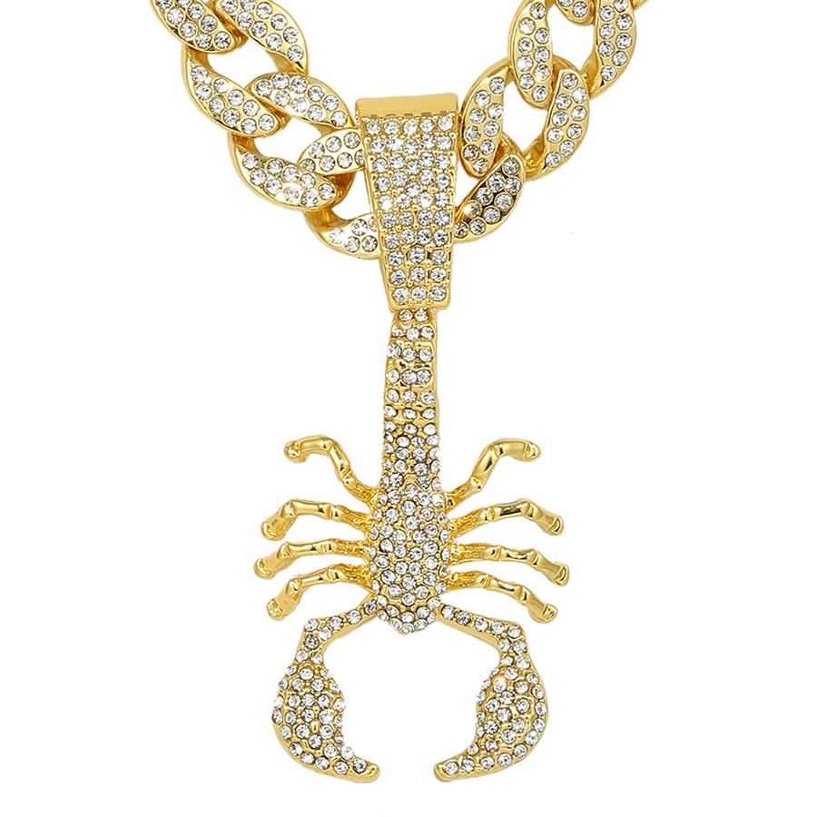 Creative Hip Hop Necklace Diamond Three-Dimensional Scorpion Pendant Cuban Chain Hipster Wear Neck Chain Collarbone Chain