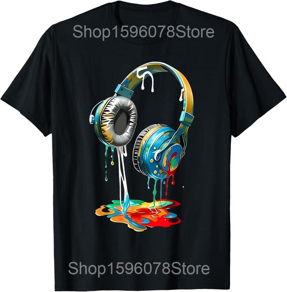 I love DJs Funny Music DJ T Shirts Men Women Pure Cotton Humor Streetwear Tee Shirt Short Sleeve Unisex Loose Clothing