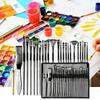 24pcs/set Wooden Handle Nylon Brush Set Nylon Hair Oil Painting Brushes  Canvas Painting